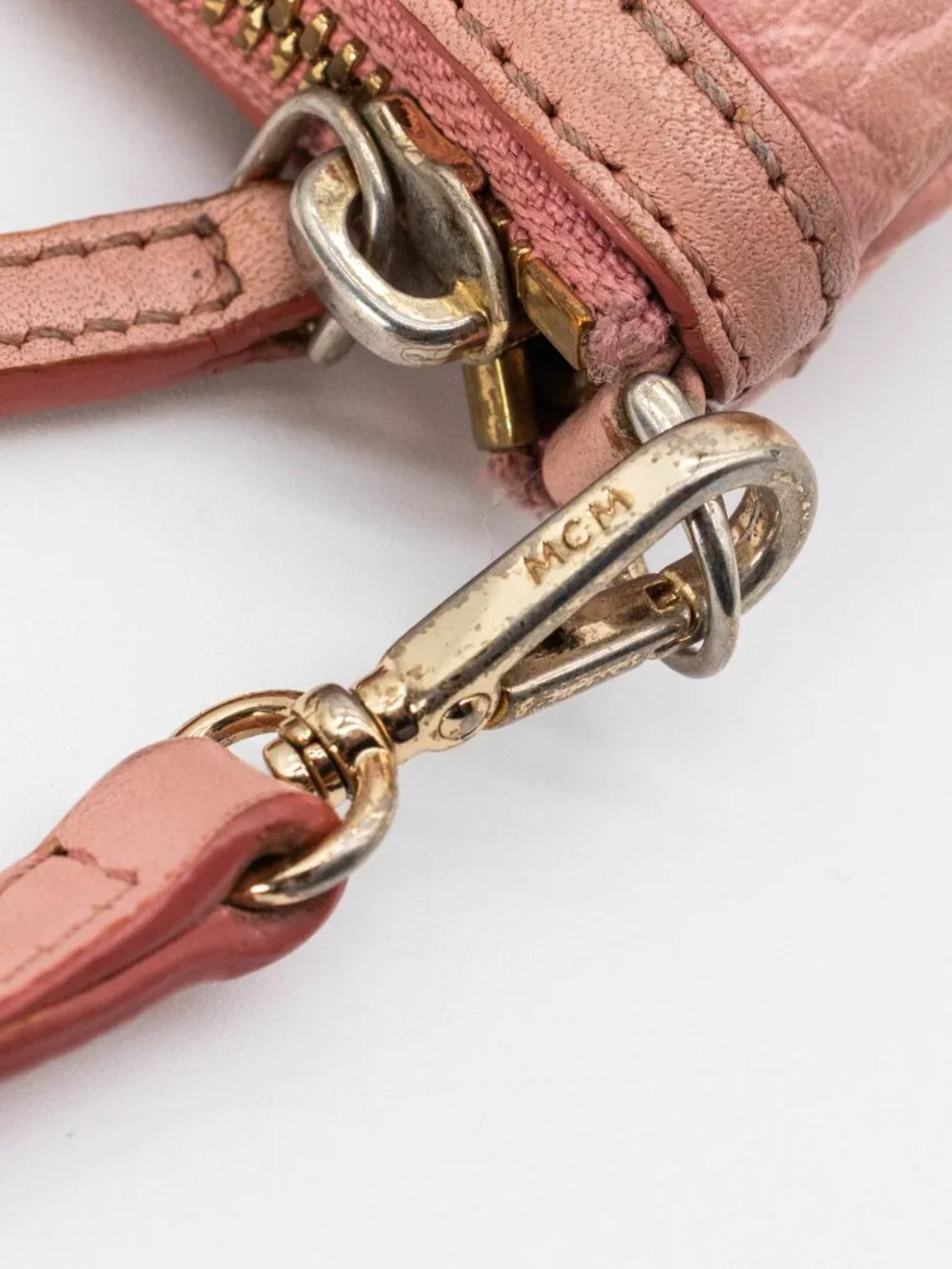 MCM Visetos Pochette Wristlet Pink Canvas